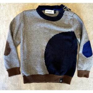 Jean Bourget elbow patch wool blend crewneck sweater, 3T